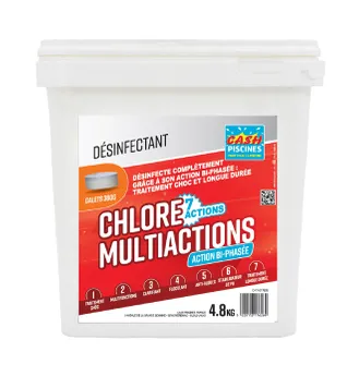 CHLORE MULTIACTIONS 4.8 KG- 7 ACTIONS GALET BI-COUCHE